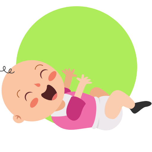 Bebé recién nacida sobre círculo verde.
